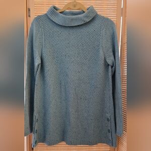 Talbots Textured Blue Mock Neck Sweater Med